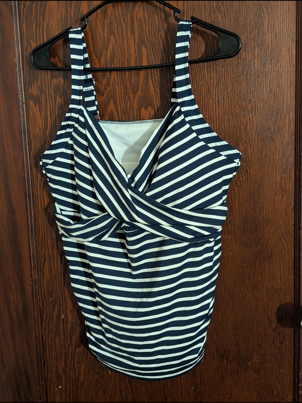 Lands' End Navy And White Striped Tankini Top